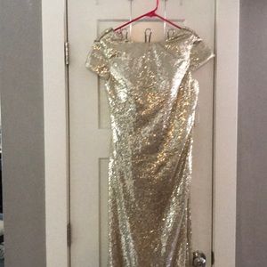 Sequin gold floor length dress